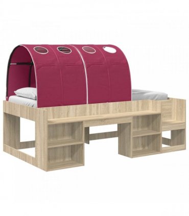 vidaXL Bed with Tunnel 3 pcs Sonoma Oak and Red Engineered Wood