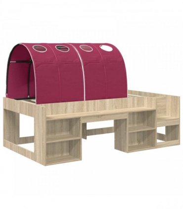 vidaXL Bed with Tunnel 3 pcs Sonoma Oak and Red Engineered Wood