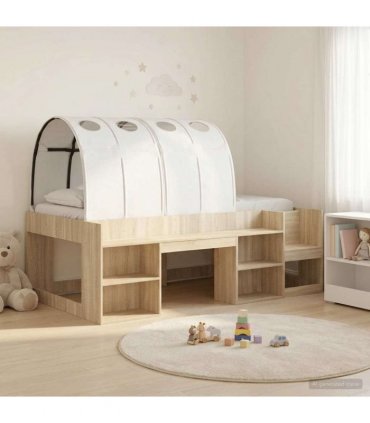vidaXL Bed with Tunnel 3 pcs Sonoma Oak and White Engineered Wood