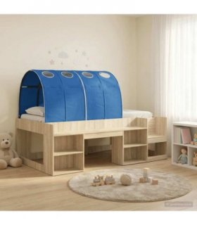 vidaXL Kids'High Bed Frame with Storage Sonoma Oak and Blue
