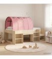 vidaXL Kids'High Bed Frame with Storage 3 pcs Sonoma Oak and Pink