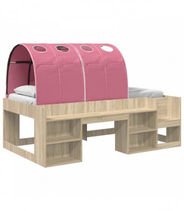 vidaXL Kids'High Bed Frame with Storage 3 pcs Sonoma Oak and Pink