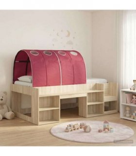 vidaXL Kids'High Bed Frame with Storage 3 pcs Sonoma Oak and Red