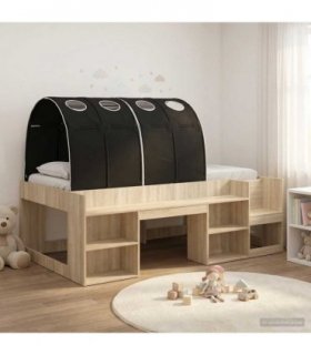 vidaXL Kids'High Bed Frame with Storage 3 pcs Sonoma Oak and Black