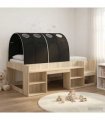 vidaXL Kids'High Bed Frame with Storage 3 pcs Sonoma Oak and Black
