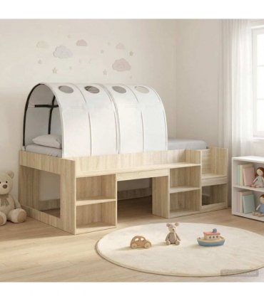 vidaXL Kids'High Bed Frame with Storage 3 pcs Sonoma Oak and white