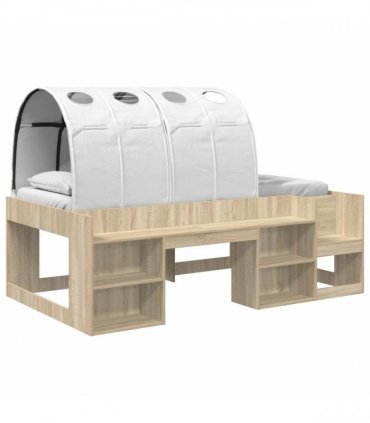 vidaXL Kids'High Bed Frame with Storage 3 pcs Sonoma Oak and white