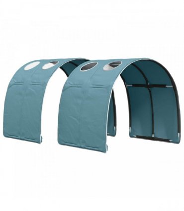 vidaXL Bed Frame with Tunnel with Shelf 3 pcs White and Light Blue
