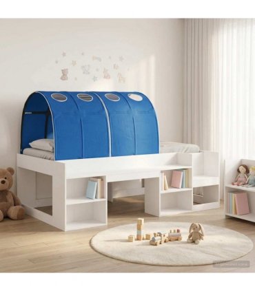 vidaXL Bed Frame with Tunnel 3 pcs White and Blue Engineered Wood