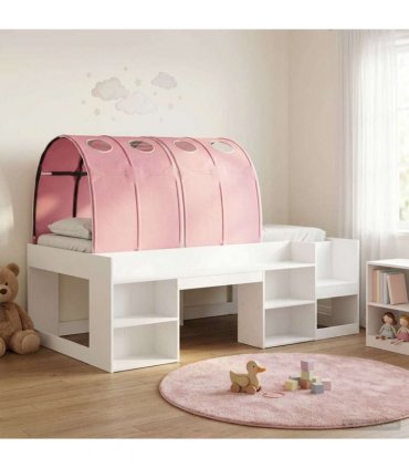 vidaXL Bed Frame with Tunnel 3 pcs White and Pink Engineered Wood
