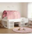 vidaXL Bed Frame with Tunnel 3 pcs White and Pink Engineered Wood