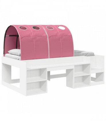 vidaXL Bed Frame with Tunnel 3 pcs White and Pink Engineered Wood