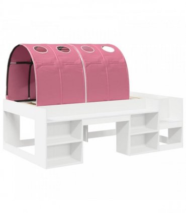 vidaXL Bed Frame with Tunnel 3 pcs White and Pink Engineered Wood