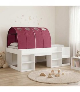 vidaXL Bed Frame with Tunnel 3 pcs White and Red Engineered Wood