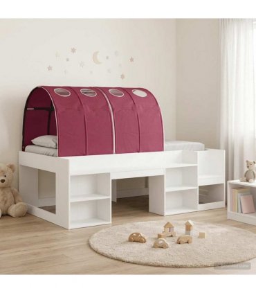 vidaXL Bed Frame with Tunnel 3 pcs White and Red Engineered Wood