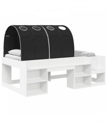vidaXL Bed Frame with Tunnel 3 pcs White and Black Engineered Wood
