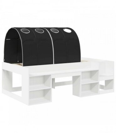 vidaXL Bed Frame with Tunnel 3 pcs White and Black Engineered Wood