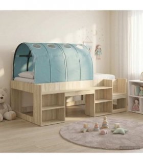vidaXL Bed Frame with Tunnel 3 pcs Sonoma Oak and Light Blue