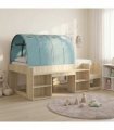 vidaXL Bed Frame with Tunnel 3 pcs Sonoma Oak and Light Blue