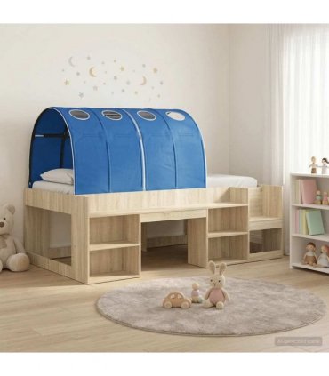 vidaXL Bed Frame with Tunnel 3 pcs Sonoma Oak and Blue Engineered Wood