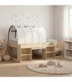 vidaXL Bed Frame with Tunnel with Shelf 3 pcs Sonoma Oak and White