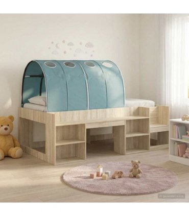 vidaXL Bed Frame with Tunnel 3 pcs Sonoma Oak and Light Blue