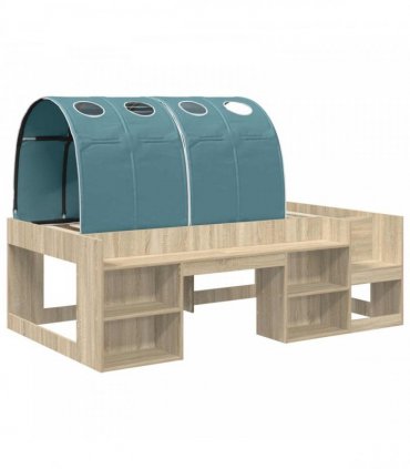 vidaXL Bed Frame with Tunnel 3 pcs Sonoma Oak and Light Blue