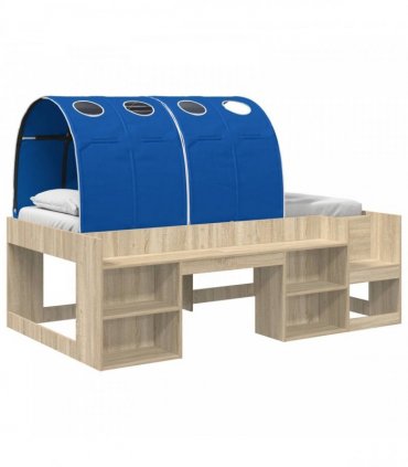 vidaXL Bed Frame with Tunnel 3 pcs Sonoma Oak and Blue Engineered Wood