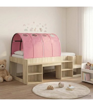 vidaXL Bed Frame with Tunnel 3 pcs Sonoma Oak and Pink Engineered Wood