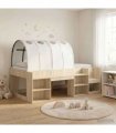 vidaXL Bed Frame with Tunnel with Shelf 3 pcs Sonoma Oak and White
