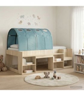 vidaXL Bed Frame with Tunnel 3 pcs Sonoma Oak and Light Blue
