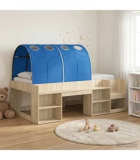 vidaXL Bed Frame with Tunnel 3 pcs Sonoma Oak and Blue Engineered Wood