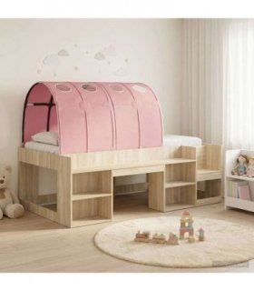 vidaXL Bed Frame with Tunnel 3 pcs Sonoma Oak and Pink Engineered Wood