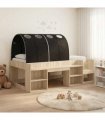 vidaXL Bed Frame with Tunnel with Shelf 3 pcs Sonoma Oak and Black
