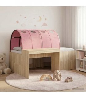 vidaXL Bed Frame with Tunnel 3 pcs Sonoma Oak and Pink 80 x 200 cm