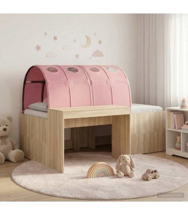 vidaXL Bed Frame with Tunnel 3 pcs Sonoma Oak and Pink 80 x 200 cm
