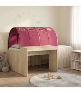 vidaXL Bed Frame with Tunnel 3 pcs Sonoma Oak and Red 80 x 200 cm