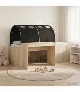 vidaXL Bed Frame with Tunnel 3 pcs Sonoma Oak and Black 80 x 200 cm