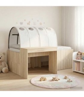 vidaXL Bed Frame with Tunnel 3 pcs Sonoma Oak and White 80 x 200 cm