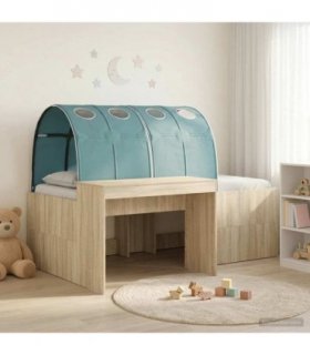 vidaXL Bed with Tunnel 3 pcs Sonoma Oak and Light Blue Engineered Wood
