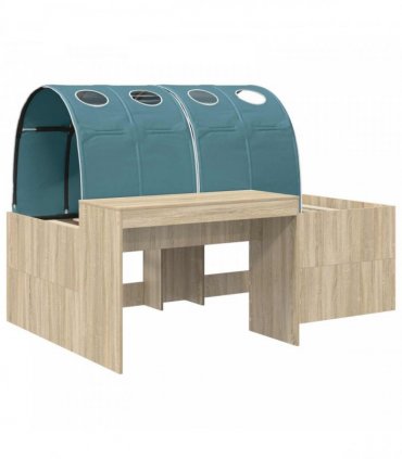 vidaXL Bed with Tunnel 3 pcs Sonoma Oak and Light Blue Engineered Wood