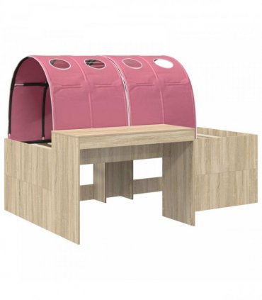 vidaXL Bed with Tunnel 3 pcs Sonoma Oak and Pink Engineered Wood
