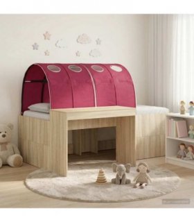 vidaXL Bed with Tunnel 3 pcs Sonoma Oak and Red Engineered Wood