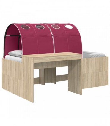 vidaXL Bed with Tunnel 3 pcs Sonoma Oak and Red Engineered Wood