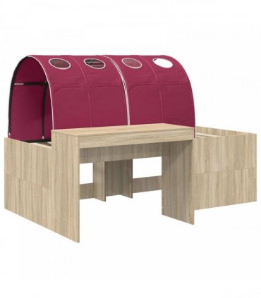 vidaXL Bed with Tunnel 3 pcs Sonoma Oak and Red Engineered Wood