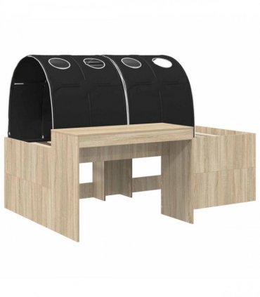 vidaXL Bed with Tunnel 3 pcs Sonoma Oak and Black Engineered Wood
