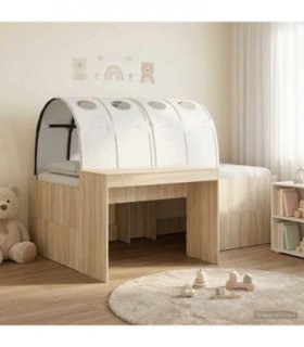 vidaXL Bed with Tunnel 3 pcs Sonoma Oak and White Engineered Wood