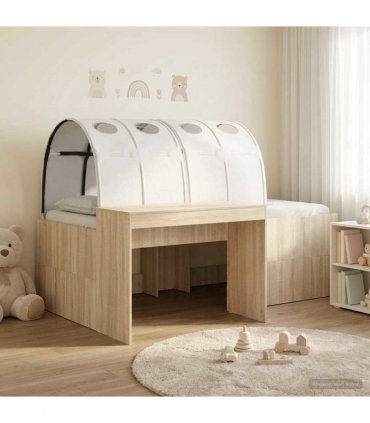 vidaXL Bed with Tunnel 3 pcs Sonoma Oak and White Engineered Wood