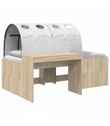 vidaXL Bed with Tunnel 3 pcs Sonoma Oak and White Engineered Wood