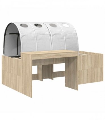 vidaXL Bed with Tunnel 3 pcs Sonoma Oak and White Engineered Wood